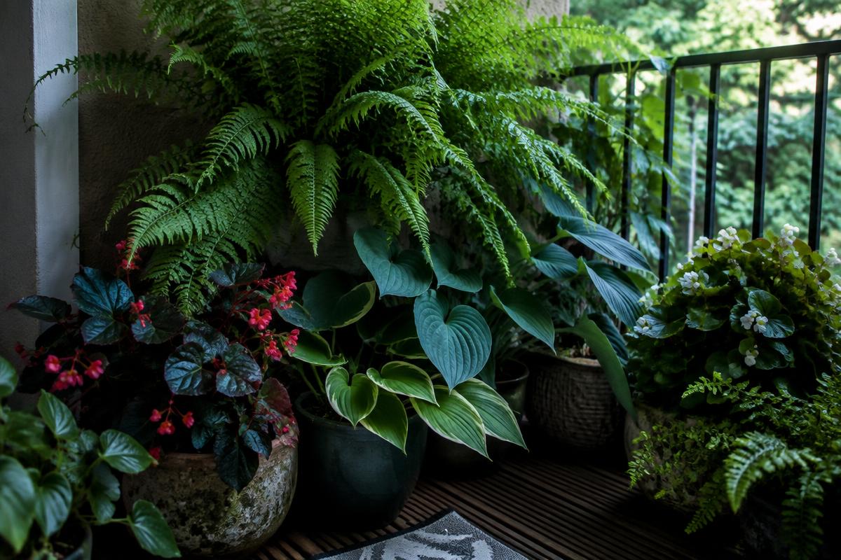 Lush plants for a shady balcony